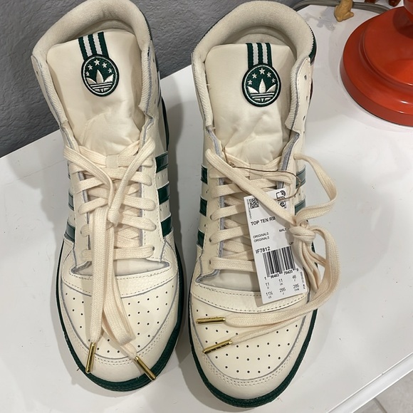 ADIDAS ORIGINALS-Top Ten RB Men’s High Top Sneaker Off White/Dark Green sz 11.5 - Picture 5 of 5